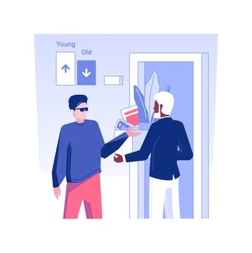 Age discrimination at a workplace isolated concept vector illustration. Ilustración de archivo