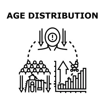 Age distribution concept impacting population demographics icon Stock Illustration