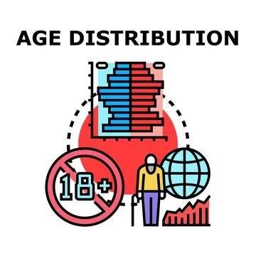 Age distribution data analysis presenting demographics Stock Illustration