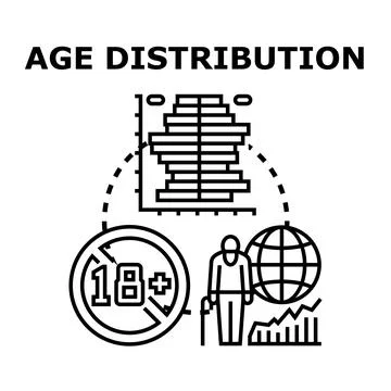 Age distribution data analysis presenting demographics Stock Illustration