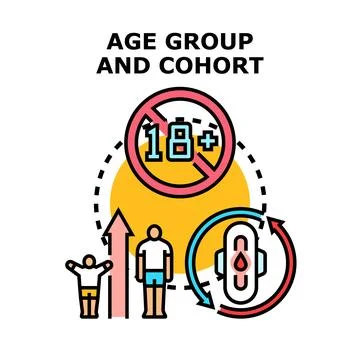 Age group and cohort concept illustration on white Stock Illustration