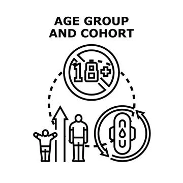Age group and cohort concept illustration on white Stock Illustration