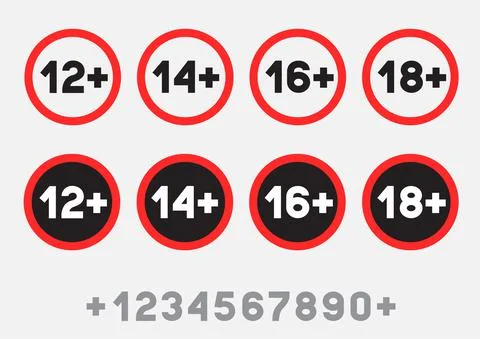 Age limit sign sticker set Stock Illustration