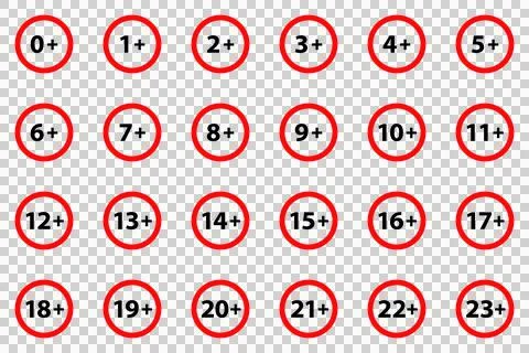 Age limit simple icon set (0 to 23 years old) Stock Illustration