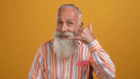 Age man point you ask communicate smartphone isolated shine color background Stock Footage 166683260