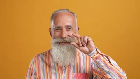 Age man spa salon therapy touch mustache isolated shine color background Stock Footage 166682758