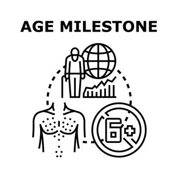 Age milestone global population demographic vector concept Stock Illustration