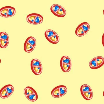 Age prevent product label caution isometric icon seamless pattern Illustrazione stock
