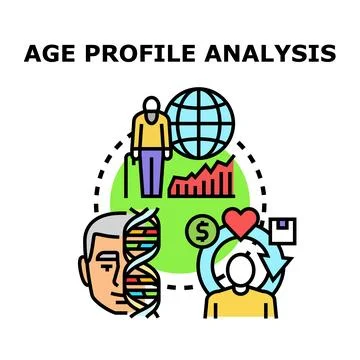 Age profile analysis studying demographic population data 库存插图