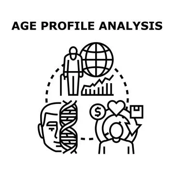 Age profile analysis studying demographic population data 库存插图