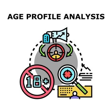 Age profile analysis target audience segmentation Stock Illustration