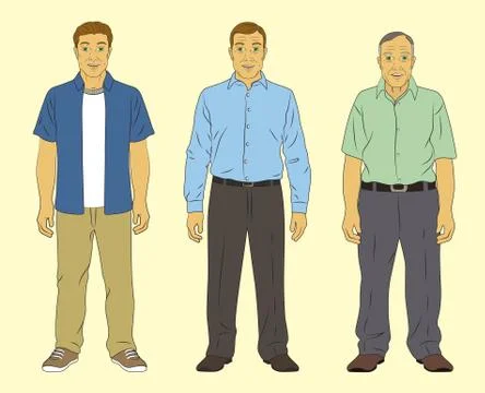 Age Progression (Middle-Aged to Senior Citizen) Stock Illustration