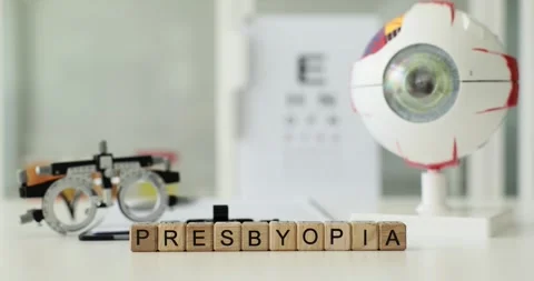 Age-related refractive error of eye presbyopia and treatment in clinic Stock Footage 245987291