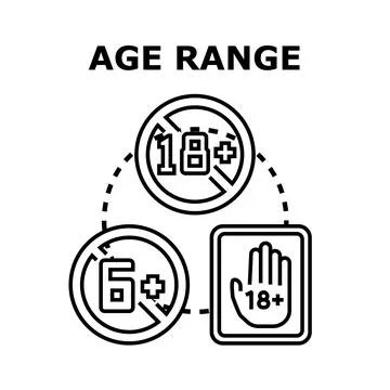 Age restriction concept with numbers and hand symbol Illustrazione stock