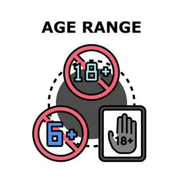 Age restriction concept with numbers and hand symbol Illustrazione stock