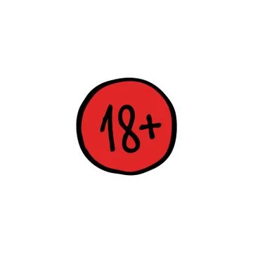 Age restriction sign 18 plus doodle icon, vector illustration Stock Illustration