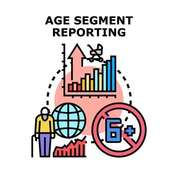 Age segment reporting analyzing demographic population data Stock Illustration