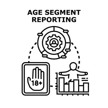 Age segment reporting and demographic data analysis Illustrazione stock