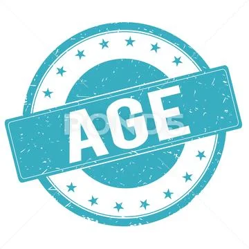 AGE stamp sign cyan blue. Stock Illustration