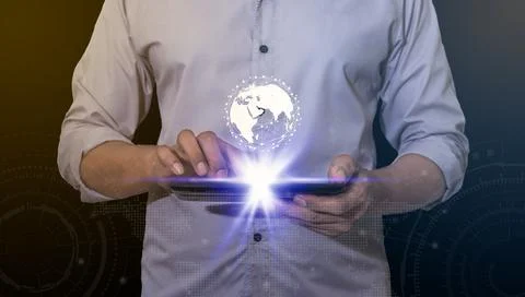 Age of technology People's, Use of technology in the modern era Stock Photos