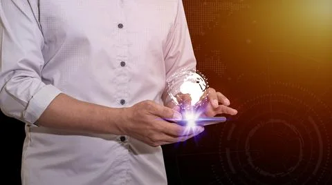 Age of technology People's, Use of technology in the modern era Stock Photos