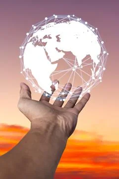 Age of technology People's, Use of technology in the modern era, Interconne.. Stock Photos