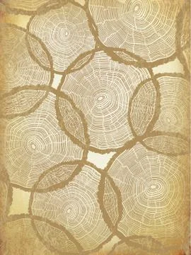 Aged Background with Tree Rings Pattern Stock Illustration