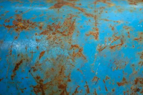 Aged blue metal surface with rust and scratches for design background Stock Photos