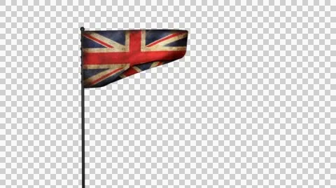 Aged British Flag Blowing In The Wind Stock Footage 44712037