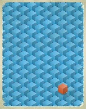 Aged card with cubes pattern Stock Illustration