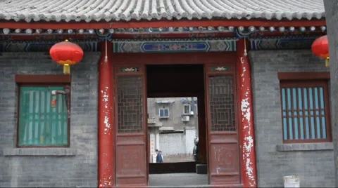 Aged Chinese temple Stock Footage 898179