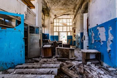 Aged corridor of old building Stock Photos