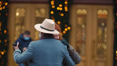 Aged couple dancing on the street Stock Footage 147481010