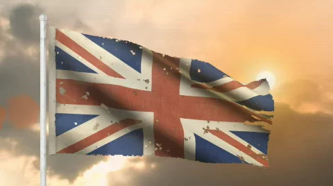 Aged Great Britain flag Stock Footage 522472