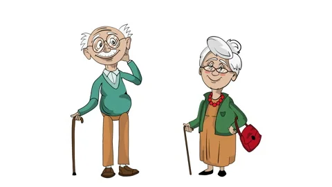 Aged grey haired couple isolated on white background in 4k video. Stock Footage 147849207