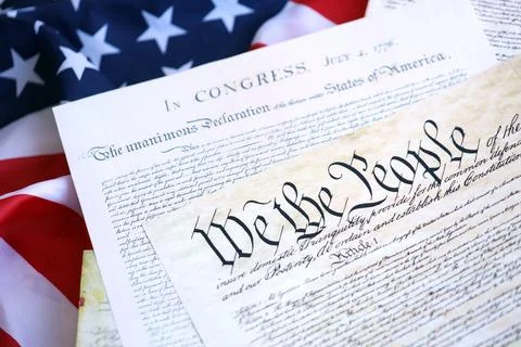Aged historical documents Washington DC on American Declaration of independence Foto stock