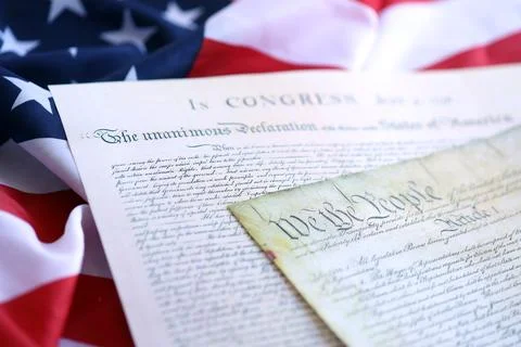 Aged historical documents Washington DC on American Declaration of independence Foto stock