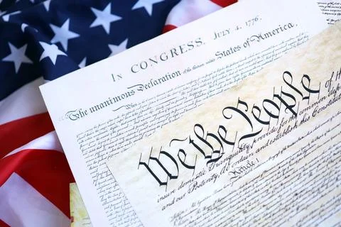 Aged historical documents Washington DC on American Declaration of independence Foto stock