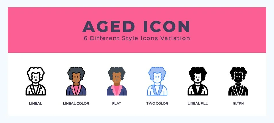 Aged icon in filled. thin line. outline stroke and flat style. 스톡 일러스트