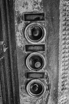 Aged Intercom System with Floor Indicators, Italy Bologna- Black and White Detai Stock Photos