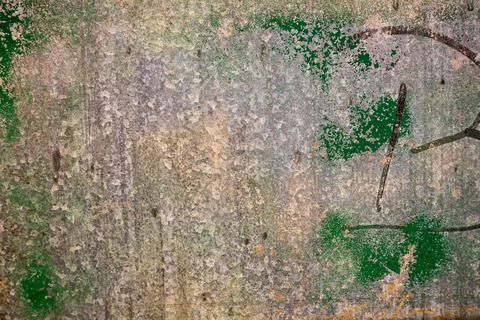Aged Painted Wall Texture with Peeling Green Paint and Weathered Surface Stock Photos