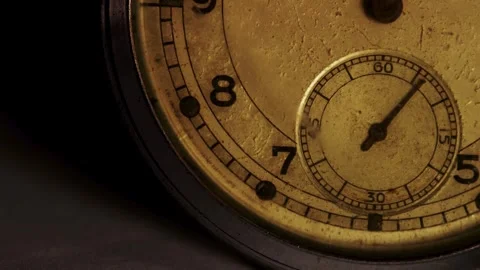 Aged pocket watch hands and subdial ticking in macro Video stock 329597828