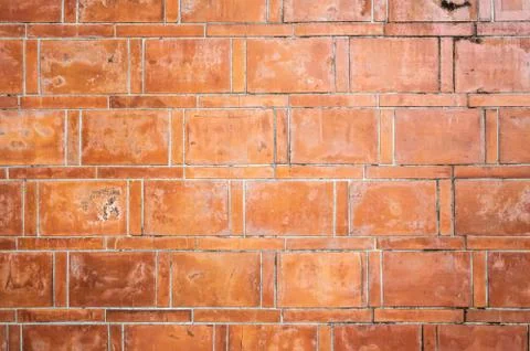 Aged red bricks wall Foto stock