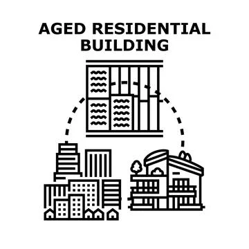 Aged residential building development transforming urban architecture Stock Illustration