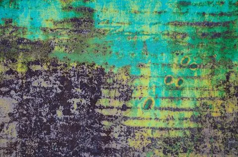 Aged surface texture with peeling paint. Close-up. Stock Photos