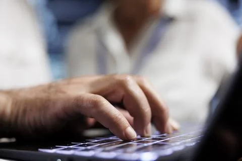 Aged technicians doing server analysis 스톡 사진