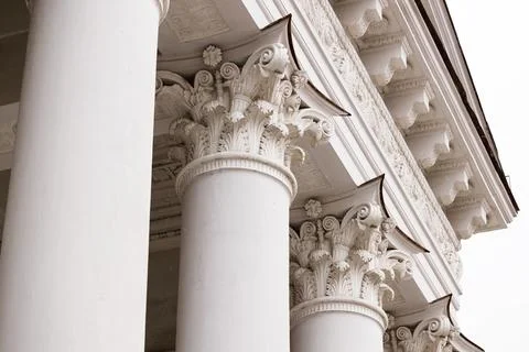 Aged temple marble architecture ancient Greece style white Corinth columns Stock Photos