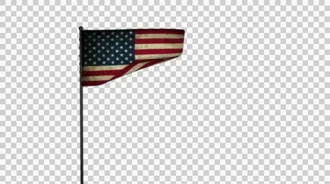 Aged US Flag Blowing In The Wind Stock-Footage 44711397
