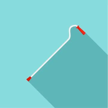 Aged walking stick icon, flat style Illustration
