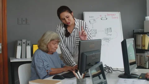 Aged Woman Attending Computer Class Stock Footage 263697834